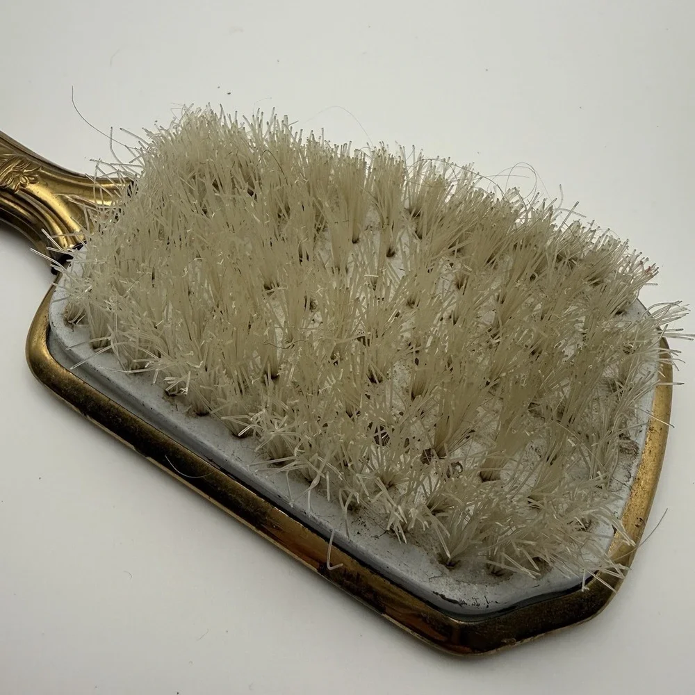 Vintage Ornate Gold Tone Victorian Style Vanity Dresser Hair Brush